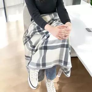 극세사 학생 사무실 무릎담요 어깨 망토 똑딱이 용담요 부드러운 다용도 체크 망토형