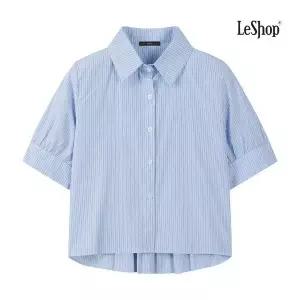 르샵_SP 플리츠 카라 스트라이프 반팔 블라우스 DQ2BA050A