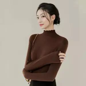 여자 피치기모 반목티 긴팔 티셔츠 목티 반폴라티