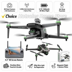 ZH8 드론 브러시리스 4K HD 카메라 WiFi FPV 접이식 RC 쿼드콥터 245g (250g 미만) 4.3인치 스크린 리모컨