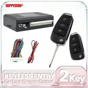 HIPPCRON 12V 자동차 원격 중앙 도어락 키리스 시스템 잠금 알람 센트럴 키트 433Mhz 2개 리모컨 포함