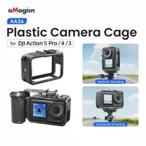 aMagisn 프레임 수직-수평 카메라 케이지셔터 버튼 포함 dji 호환 OSMO Action 3 4 5pro용 초경량 34.5g 케
