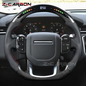 랜드로버 스포츠 레인지 SVR L494 2014-2022용 LED 카본 파이버 스티어링 휠 (열선 내장, 천공 가죽)