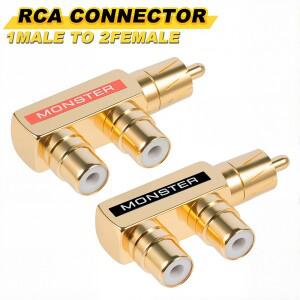 248PCS 금도금 구리 AV 오디오 분배기 플러그 RCA 어댑터 1 남성 2 여성 커넥터