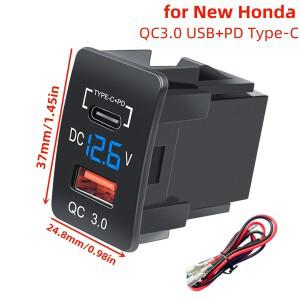 25x37mm QC3.0 USB PD Type-C 차량용 충전기 소켓 새로운 Honda Accord Civic City HR-V Odyssey 고속