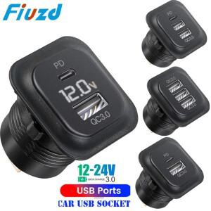 차량용 USB 충전기 고속 콘센트 소켓 전압계 포함 12V 트럭 오토바이 RV 마린용 어댑터