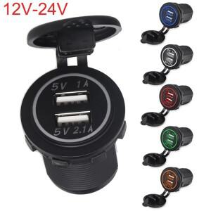 12V-24V 3.1A 듀얼 USB 차량용 충전기 소켓 커버 방수 전원 어댑터 콘센트 보트 오토바이