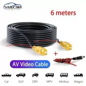 자동차 후방 카메라 RCA 와이어 6m 비디오 케이블 차량 후진 멀티미디어 모니터 연장 AV 코드 액세서리