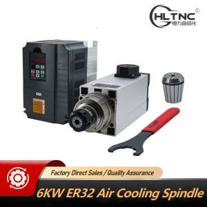 HLNTC 6KW 220V 380V 스핀들 모터 ER32 18000Rpm 세라믹 베어링 공랭식 (CNC 라우터용 7.5KW VFD 인버터 포