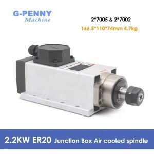 G-Penny CNC 사각 타입 공랭식 스핀들 모터, 세라믹 볼 베어링, 장착 플랜지 포함, 2.2kw ER20, 0.01mm 정