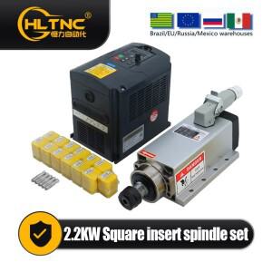 판매용 CNC 스핀들 모터 키트 2.2kw 2200w 공냉식 사각 24000RPM + RS485 포함 VFD 인버터 밀링용 ER20 13