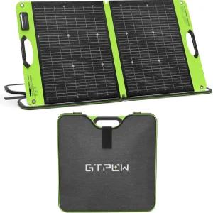 GTPOW 100W 양면 휴대용 태양광 패널 IP67 방수 25 고효율 접이식 충전기 USB-A/C DC포트 캠핑용