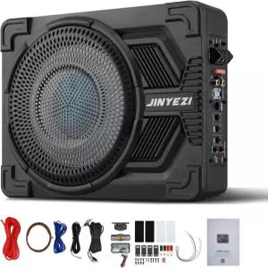 JinYeZi 10 1200W 언더시트 서브우퍼 앰프 포함 Class D MOSFET 및 효율적인 방열 설계 로우패스