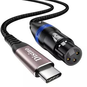 Disino XLR to USB C 케이블 암 커넥터 Type-C 마이크 오디오 녹음 노래방 라이브 팟캐스트용 잭이 있는