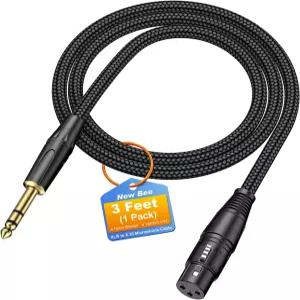 New Bee 6.35mm 1/4 TRS to XLR 암컷 케이블 3피트 스튜디오 녹음 믹싱 파워드 스피커 및 오디오