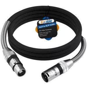Kxable XLR 마이크 케이블 6피트 수컷-암컷 밸런스드 3핀 차폐 스피커 코드 아연 합금 커넥터 22AWG 순수