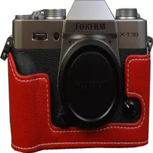 BMAOLLONGGB X-T30 III 케이스 수제 PU 가죽 하프 카메라 백 커버 하단 오프닝 버전 후지필름 XT30