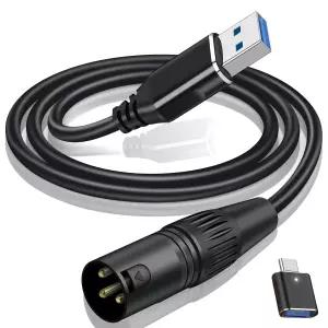 MEEKI USB to XLR 케이블 6.6피트 A 오디오 스테레오 C XL R 암 커넥터 앰프 스피커 믹서 콘솔 등용