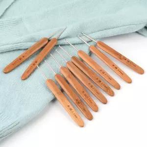 뜨개질 코바늘 10P 세트 (레이스용, 모사용) 원목