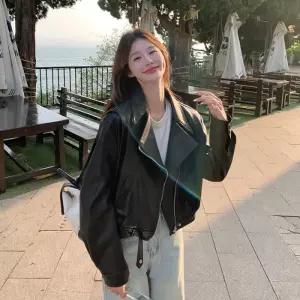 레더자켓 클래식 여성 크롭 가죽점퍼 루즈핏 빈티지