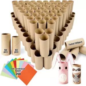 SEEYAURO 120팩 공예용 골판지 튜브 - 1.57x3.74인치 및 1.5x3.4인치 DIY 학용품용 내구성 있는 화장지 롤