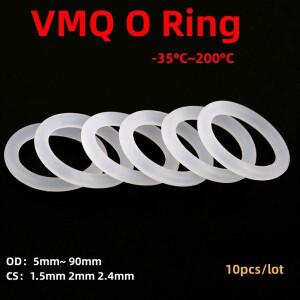 10Pcs VMQ 흰색 실리콘 링 가스켓 두께 CS 1.522.4mm OD 5mm ~ 90mm 식품 등급 방수 와셔 고무 절연 O