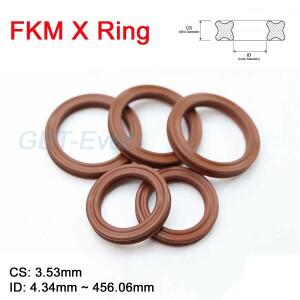 FKM X-Ring CS 3.53mm 유압 실린더 피스톤 로드 ID 4.34-456.06mm 내성 및 방수용 갈색 불소 고무 X 링 가
