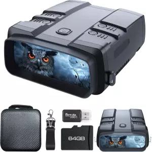 VABSCE 야간 투시 고글 트루 4K 쌍안경 내장 강력한 초점 적외선 6000mAh 충전식 배터리 초대형 디스플레이