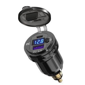 BMW S1000XR PD QC3.0 Hella Din 플러그 USB 소켓 R1200GS F900 R/XR 12V 오토바이 충전기 LED 전원 타입-C