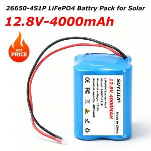 12.8V LiFePO4 배터리 팩 4000mAh 내장 BMS 26650 4S1P 셀 태양광 가로등용 리튬 철 인산염