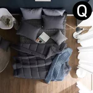 판타스틱터치 해피니 내추럴 비비드 차렵이불 베개커버세트 퀸 Q (차콜) (베개솜 별매) 퀸침구
