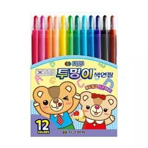 [제이큐]색칠 공부 놀이 색연필 12색 미술 도구 투명이 SNM 신학기 필수템