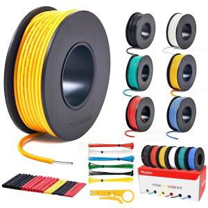 20 AWG 솔리드 코어 와이어 키트 U2013 게이지 PVC 코팅 구리선 프리-틴 처리 23피트(또는 7M) 스풀 6가지 색상(검정 빨강 노랑 초록 파랑 흰색) 플러시보의 점퍼 후크업