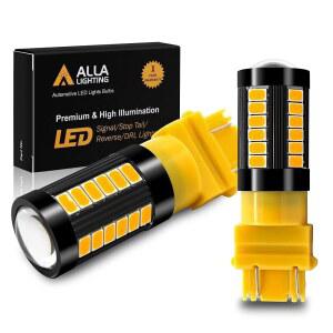 ALLA 조명 2800LM 3156 3157 LED 방향 지시등 전구 앰버 옐로우 T25 4157 5702 3457 AK 3757 NAK 깜빡이 램프 교체용 EXTREME SUPER BRIGHT 12V 5730 33-SMD