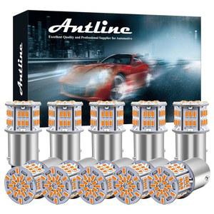 ANTLINE 1157 BAY15D 7528 2057 2357 LED 전구 앰버 옐로우 초고휘도 3014 54-SMD 교체용 12V-24V RV 캠핑카 차량 트렁크 백업 리버스 테일 브레이크 방향지시등 (10개 세트)