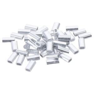 100pcs 알루미늄 페룰 슬리브 타원형 실버 톤 라인 크림핑 0.81.01.21.52.03.0mm 와이어 크림프 커넥터 낚