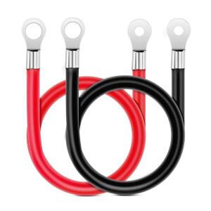 NILIGHT 6AWG 20인치 배터리 전원 인버터 케이블 3/8인치 러그 | 주석 도금 구리 테이프 빨강 검정 무산소 와이어 최대 59.태양광 오토바이용 자동차 전력 9A