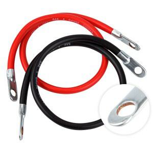 CARTMAN 4 AWG 18인치 배터리 인버터 케이블 세트 3/8인치 러그 | 양극/음극 구리 러그 유연한 PVC 절연 열 및 부식에 강함 RV 해양 태양광용