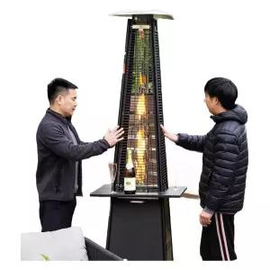 글라스 파티오 카페 대형 타워 액화 고급 유리관 난로 야외 삿갓 블랙 히터