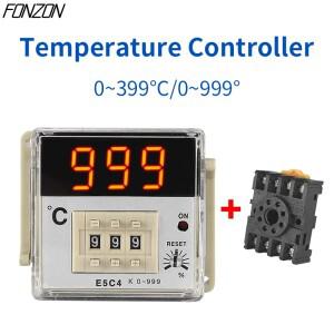 가이드 레일 타입 온도 컨트롤러, 지능형 온도조절기, AC 220V, 0-399 ℃, K 소켓 포함, PT100 E5C4