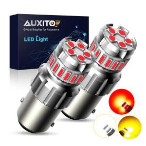 호환 AUXITO 2Pcs P21W BA15S LED 빨간색 1156 7506 BAY15D 전구 자동차 조명 흰색 노란색 브레이크 라이트
