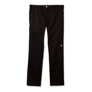 Dickies 남자 스키니 스트레이트 더블 무릎 팬츠 - 보강 및 허리 조절 가능한 신축성 있는 교복 바지