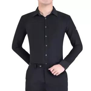 댄스복상의 스포츠 남방 셔츠 무용 라틴 차차차 긴팔 남성용