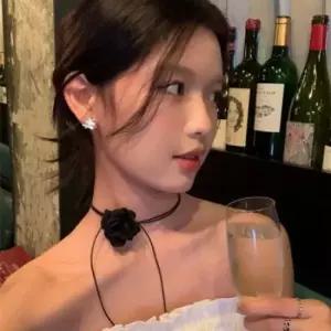 악세서리 패브릭 패션 독특한 끈 목걸이 유니크 스트랩 캐주얼 로즈 초커 브로치 레이스