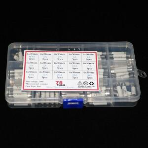 패스트 블로우 세라믹 퓨즈 모음 키트, 박스당 75 개, 6mm x 30mm, 250V, 0.5A, 1A, 2A, 3A, 4A, 6A, 8A, 3