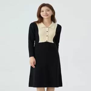 꼼빠니아배색 카라넥 니트 피스CW22SA9301480C