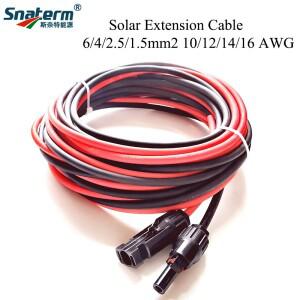 1쌍 태양광 패널 연장 케이블 구리선 6 4 2.5 mm² 10 12 14 16 AWG 검정색 및 빨간색(태양광 PV 와이어 포