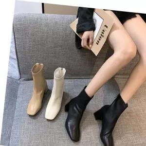 부츠 앵클부츠 부티 여성 슬림삭스부츠 뒷지퍼 여자 앵클힐 통굽