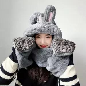 일체형 후드 머플러 그레이 부드러운 넥워머 (51840771)