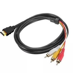 HDMI to 3 RCA 케이블 1080P 5ft/1.5m 수컷 비디오 오디오 AV 리드 와이어 커넥터 어댑터 트랜스미터 TV
